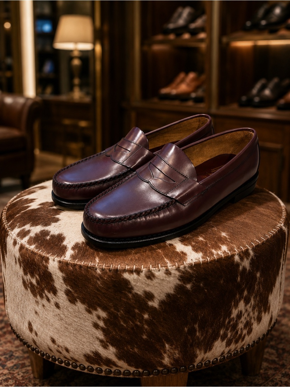 Hitchcock Hampton Beef Roll Penny Loafers Burgundy Leather Men’s 10.5 3E Width